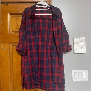 Like new RolyPoly Boutique flannel DRESS! Red and navy, size Large